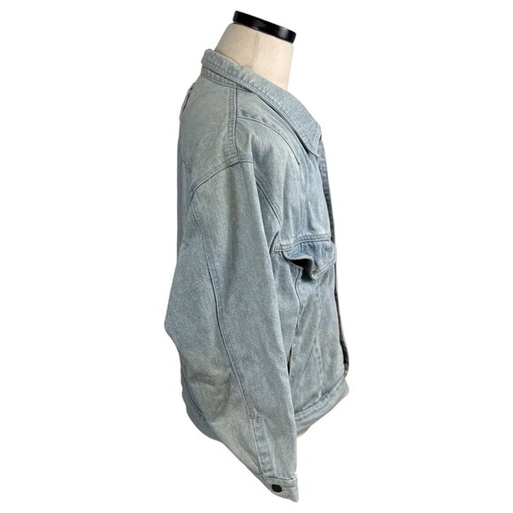 Vintage Uniform Blues Denim 80's Jacket Large Button-Up Light Wash Distressed - Picture 4 of 9
